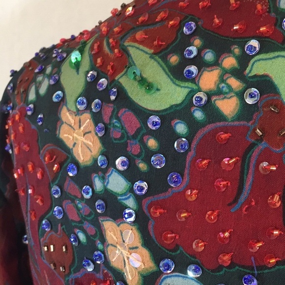 Vintage 80’s Neiman Marcus silk beaded oversized tunic top - Picture 5 of 6